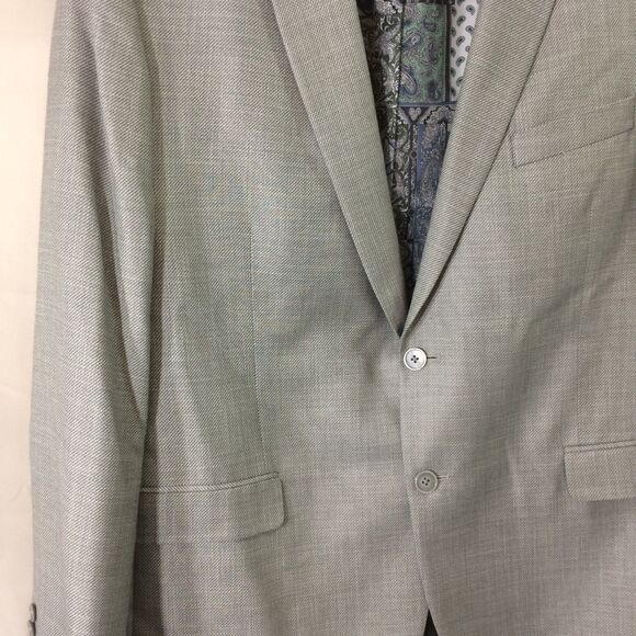 Van Heusen Studio Gray Blazer Mens 48R 2 Button 2 Vent Elbow Patch Paisley Lined - Picture 6 of 7